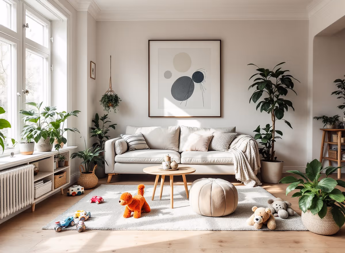 Moderne Wohnung mit hellem Wohnzimmer